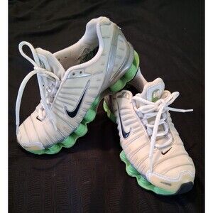Rare 2005 Nike Shox Women’s Silver, Green, White, Vintage Running Shoes Size 7.5